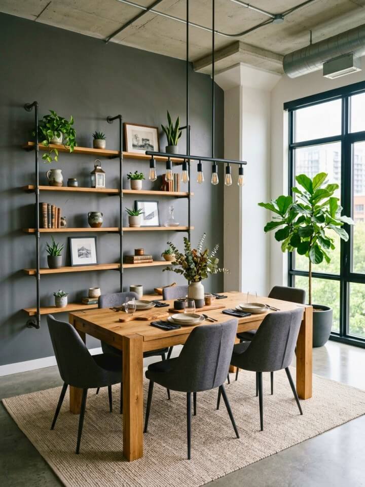 urban style industrial pipe shelving