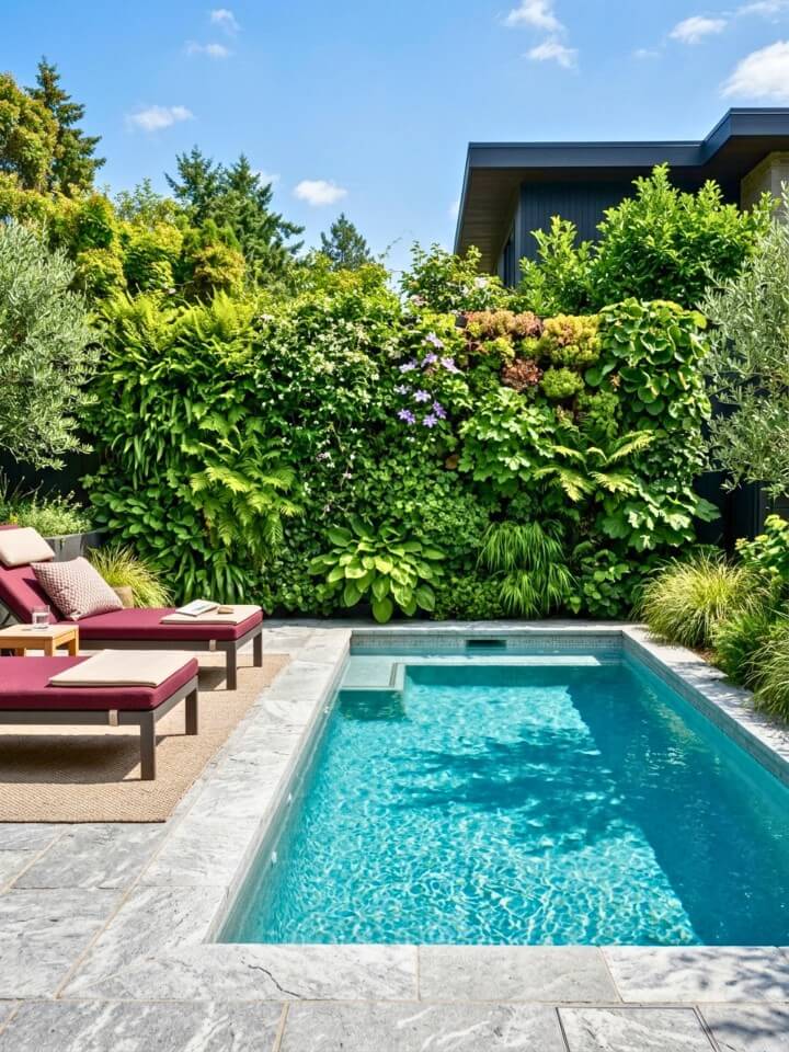 vertical garden fence to green your pool area