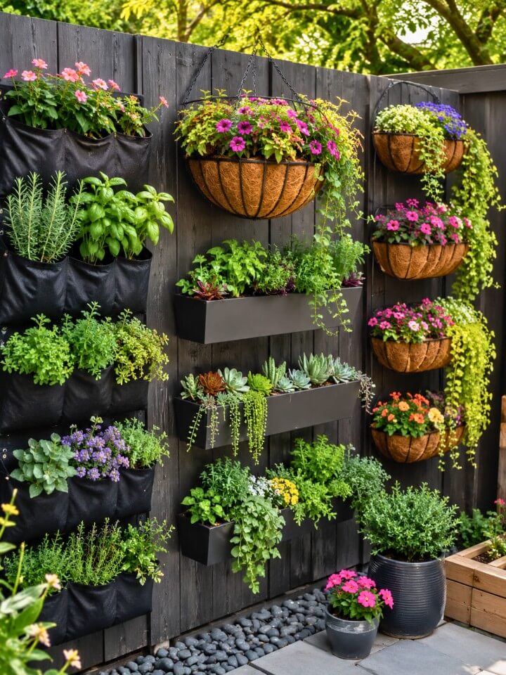 vertical planter for small fence line gardens