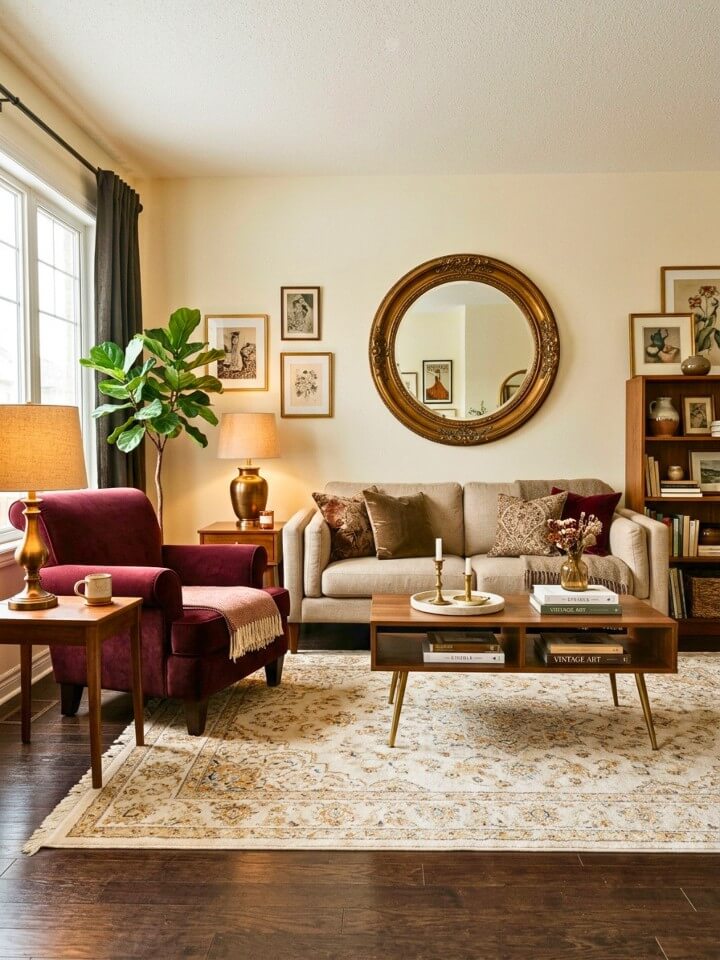 vintage charm with modern touches on hardwood