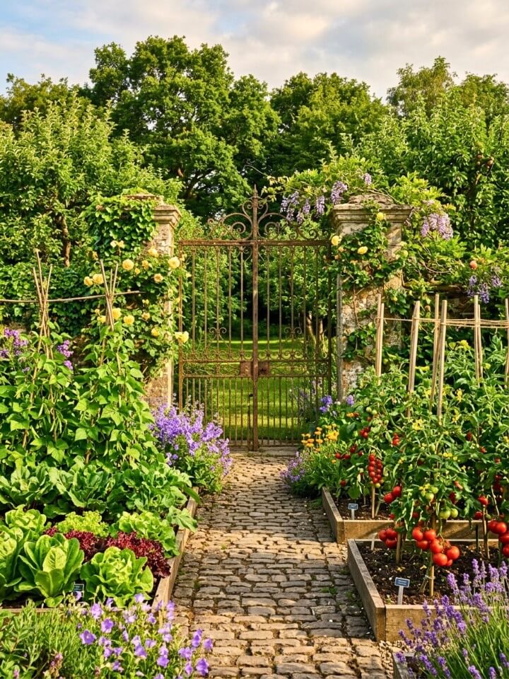 vintage iron gate garden entry