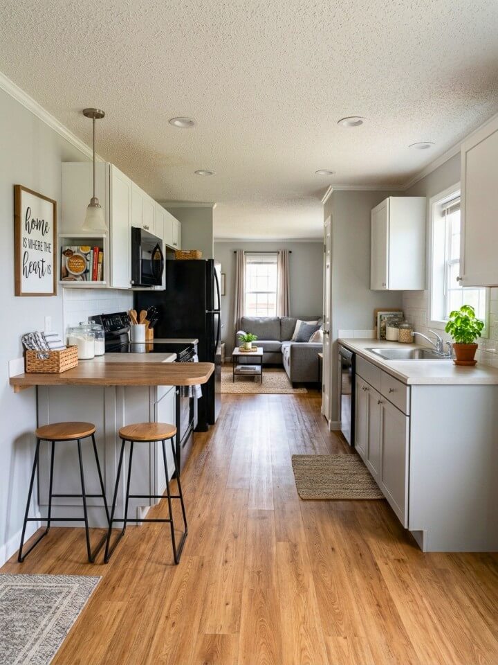 vinyl plank flooring single wide trailer kitchen