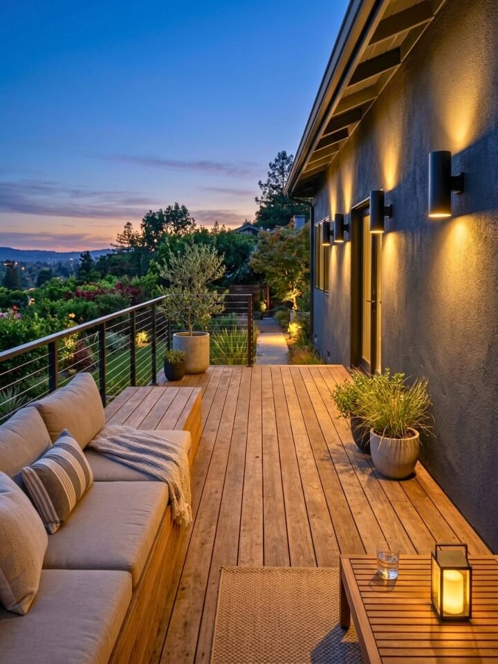 wall sconces to brighten deck corners