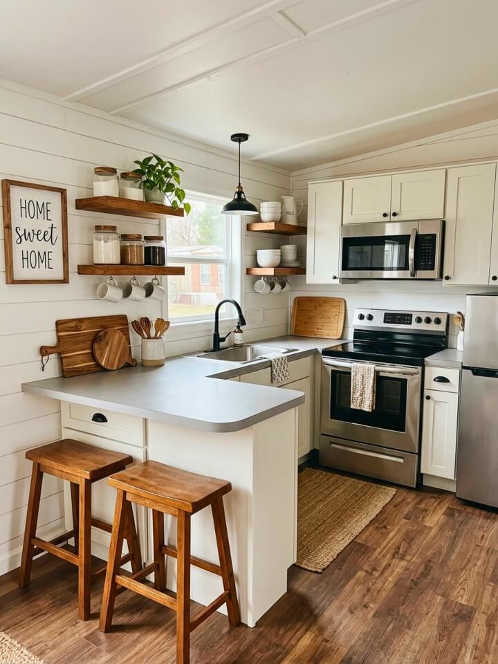 warm wood accents that make the kitchen feel cozier