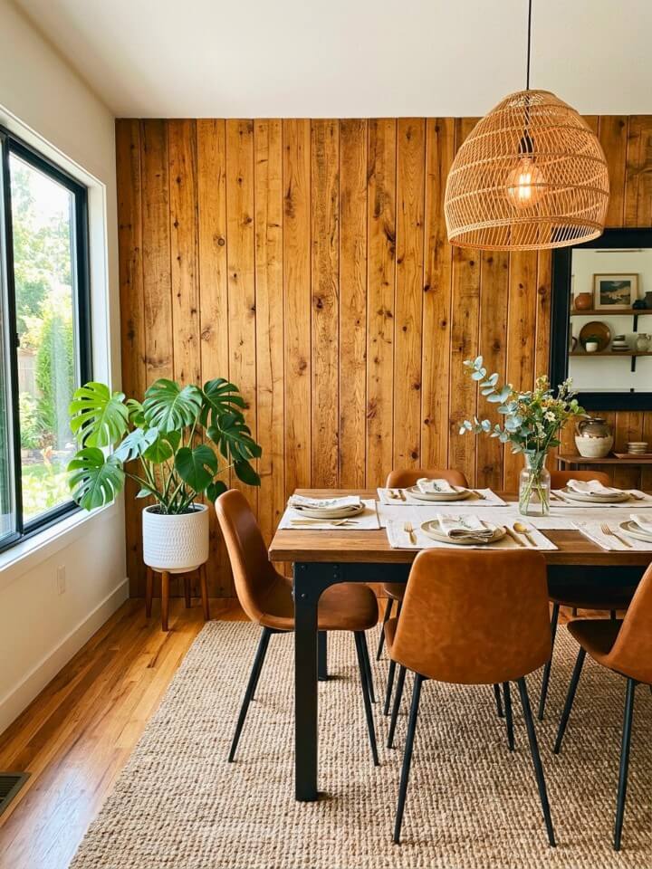 warm wooden panels for a cozy modern look