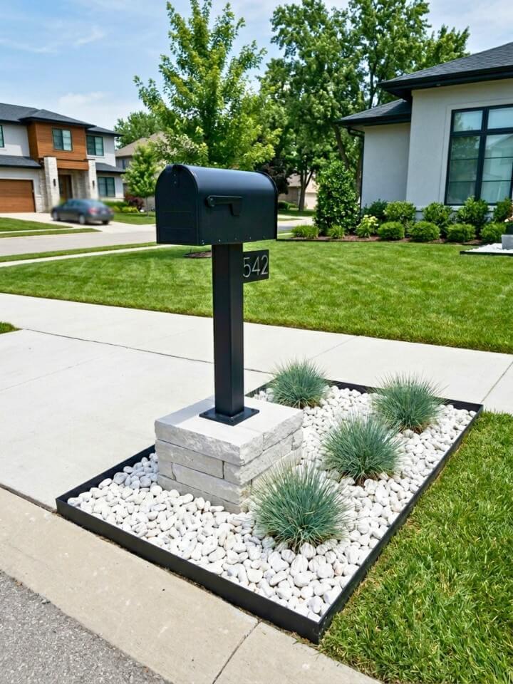 white rock mailbox garden design