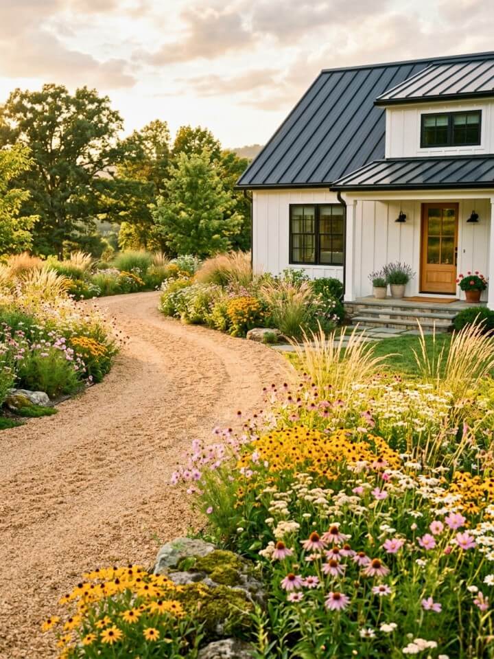 wildflower meadow edges for a natural driveway look