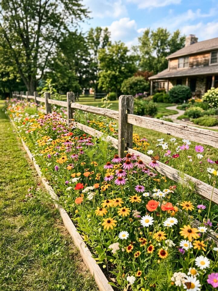 wildflower strip ideas for a natural fence border