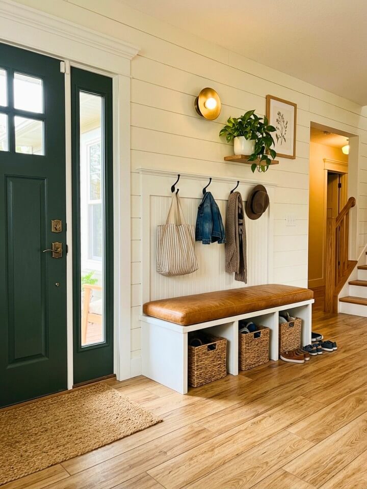 wood look tile flooring for a warm entrance