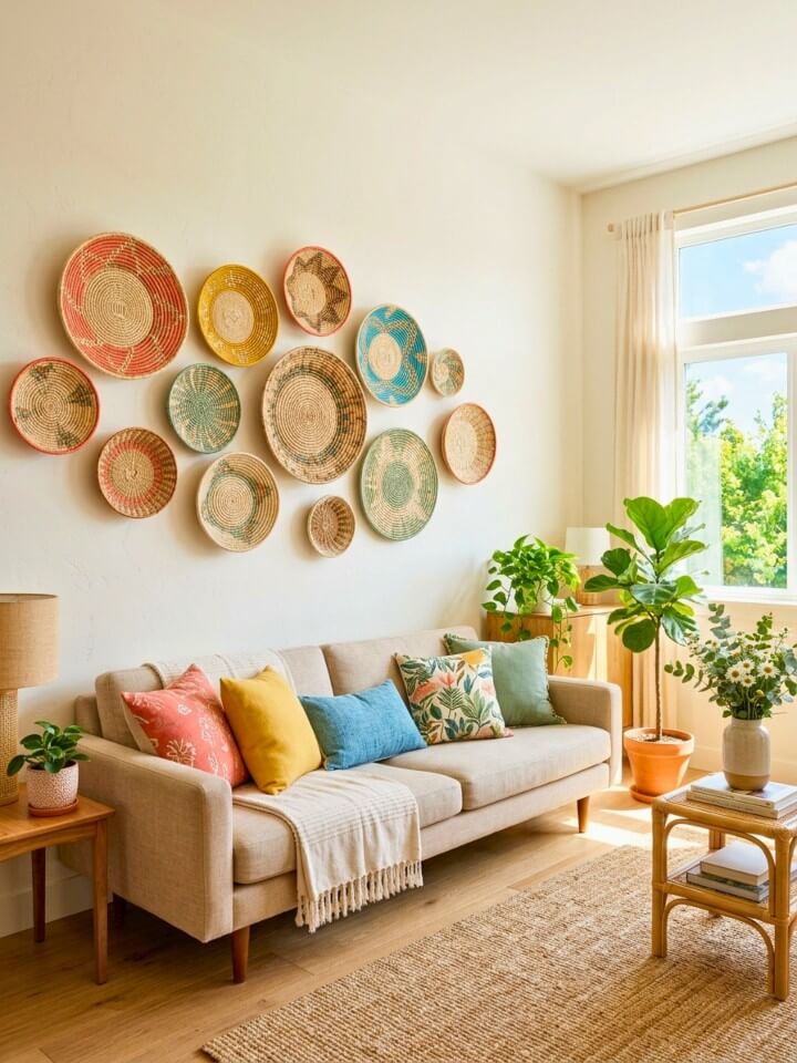 woven wall basket ideas for natural summer texture