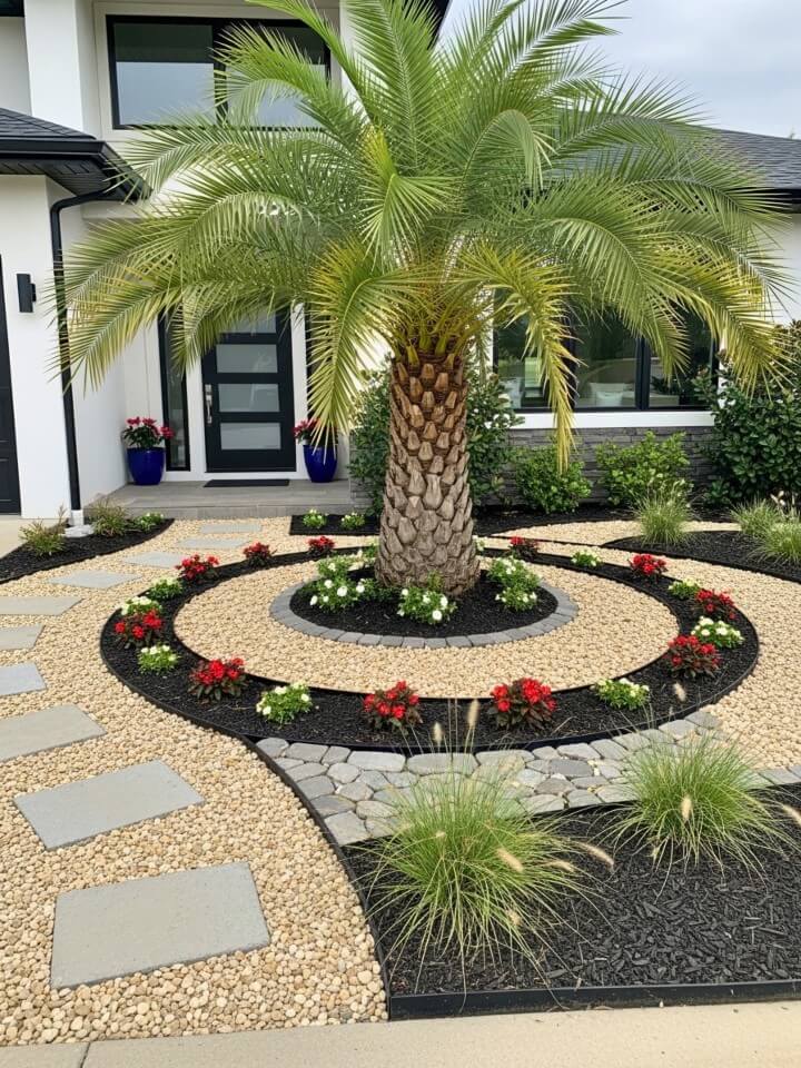 Decorative Pathway Surrounding a Palm