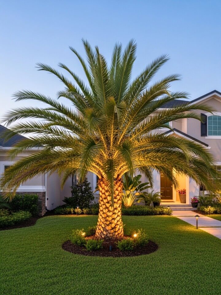 Illuminated Palm for Evening Ambiance