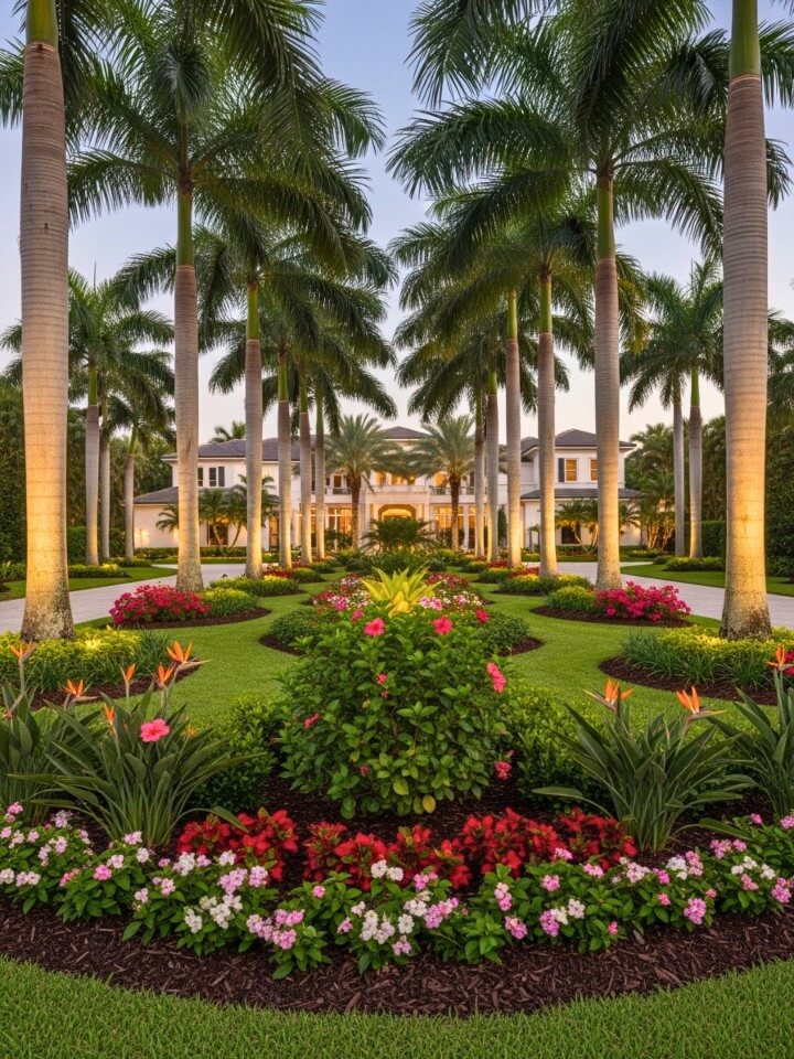 Palm Lined Driveway for Grand Entrance
