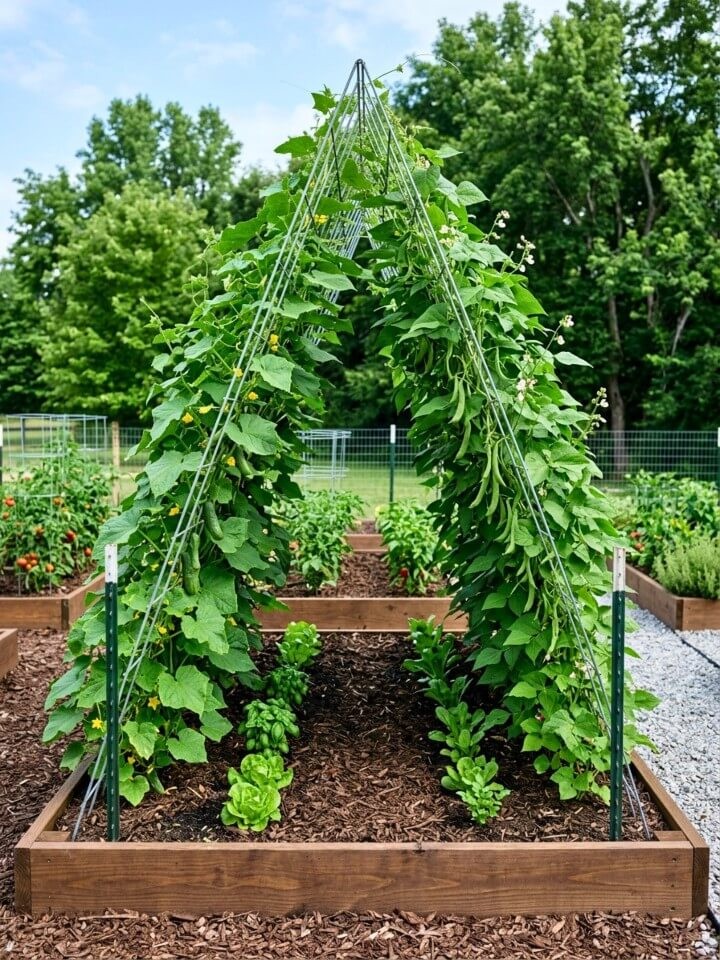 a frame vegetable support cattle panel trellis