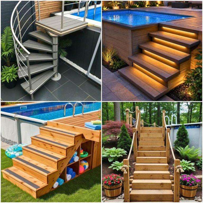 above ground pool steps ideas