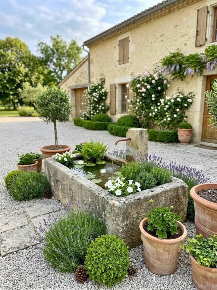 antique stone water feature