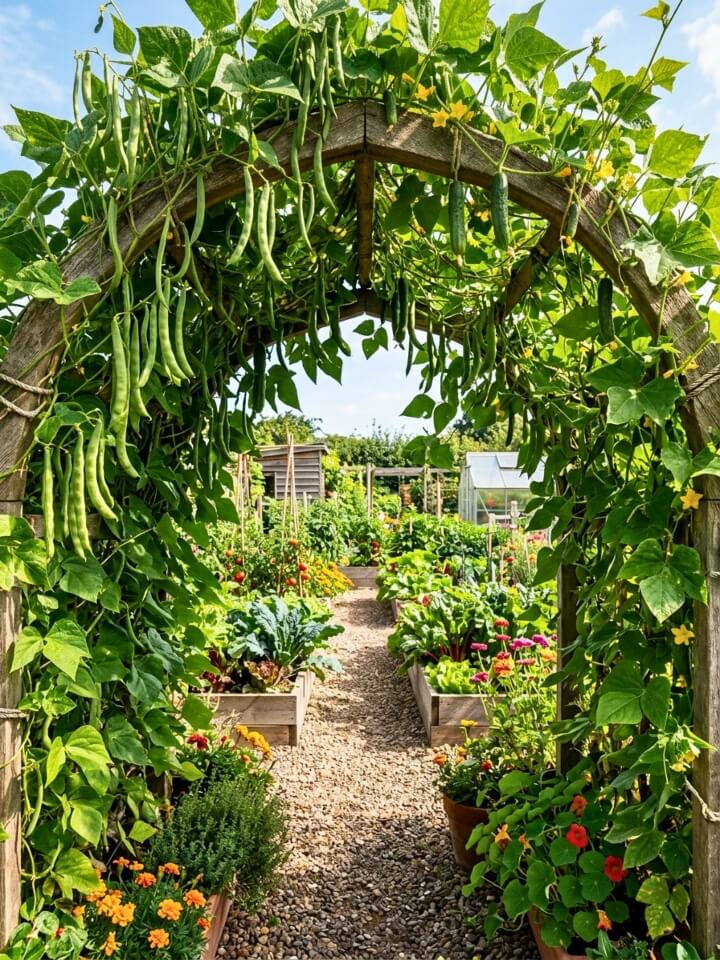 archway climbing veg garden entrance