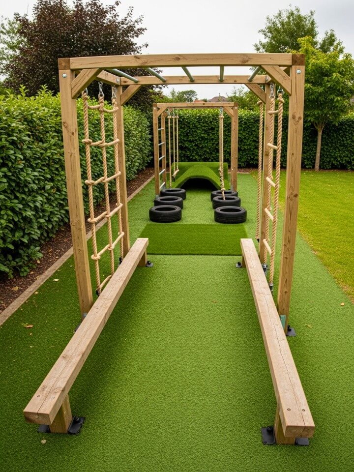 backyard mini obstacle course for fitness