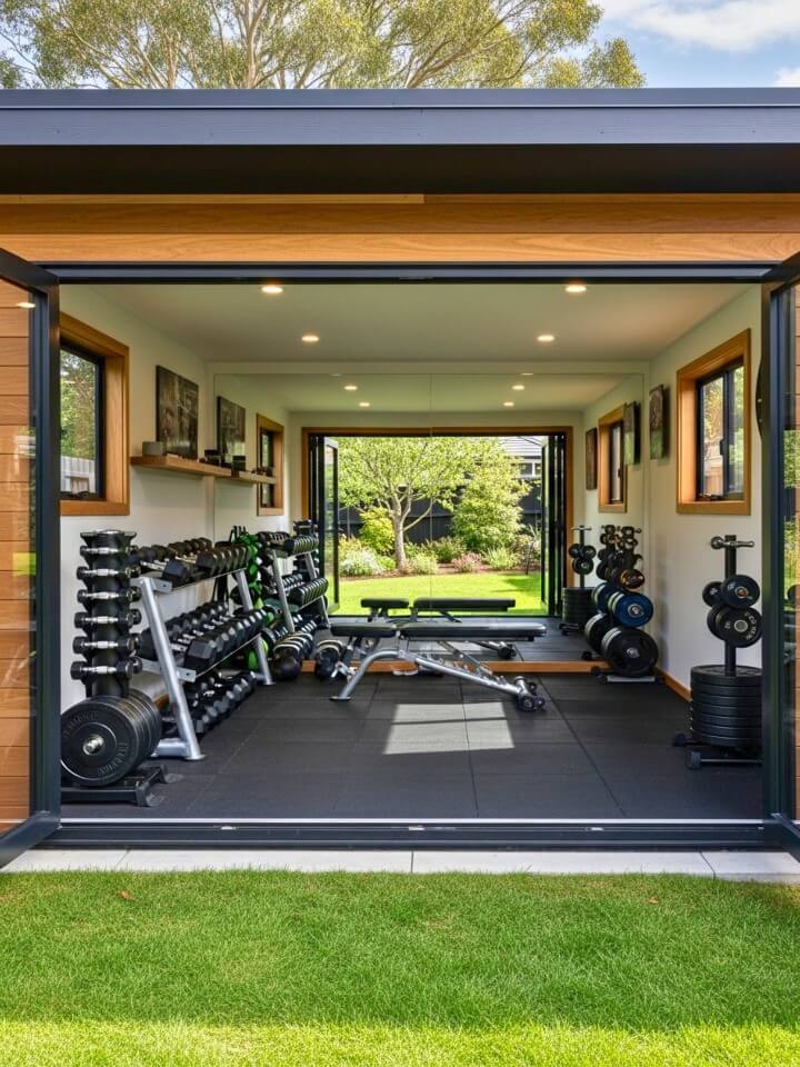backyard shed gym conversion idea