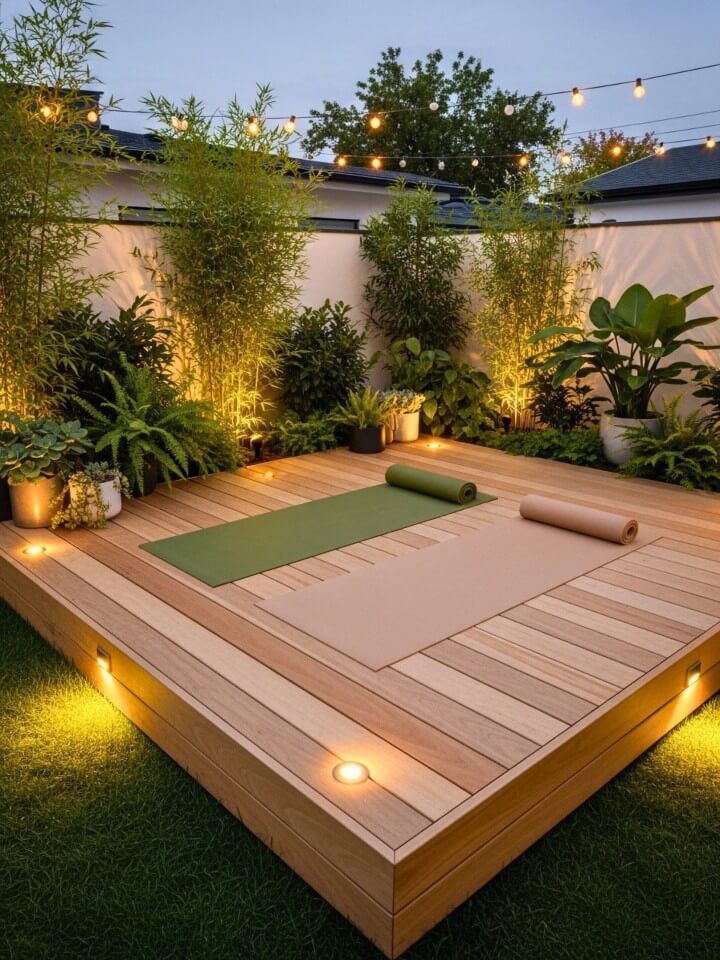 backyard yoga and stretching deck