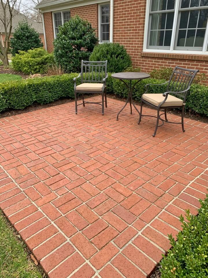 basket weave brick patio pattern design