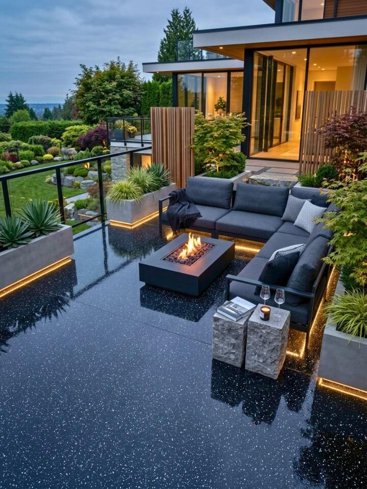 black granite look resin patio surface