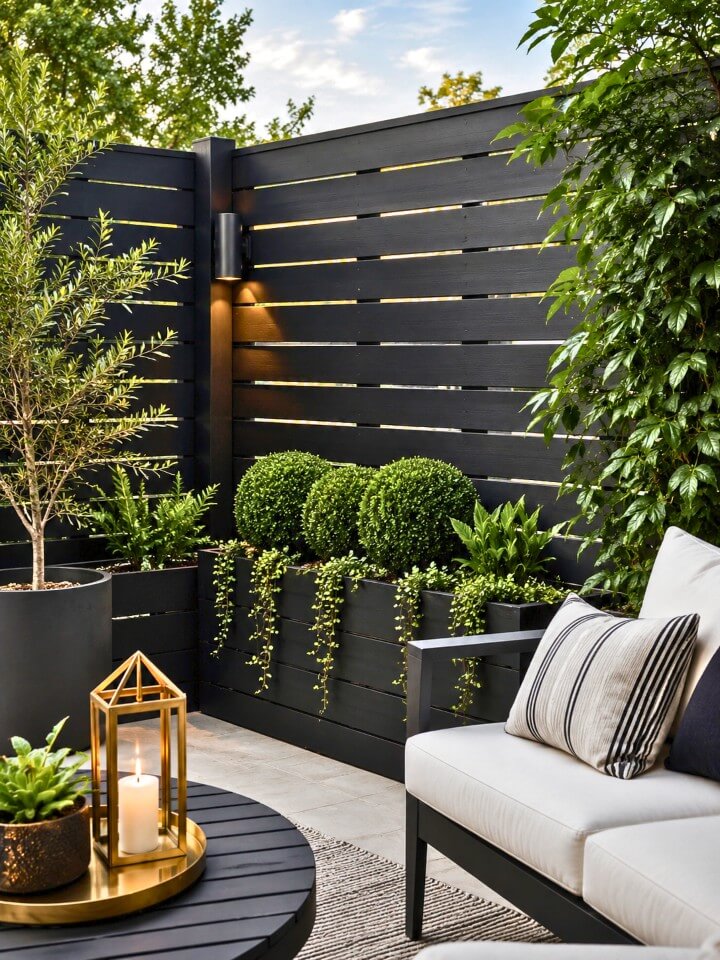 black privacy horizontal fence