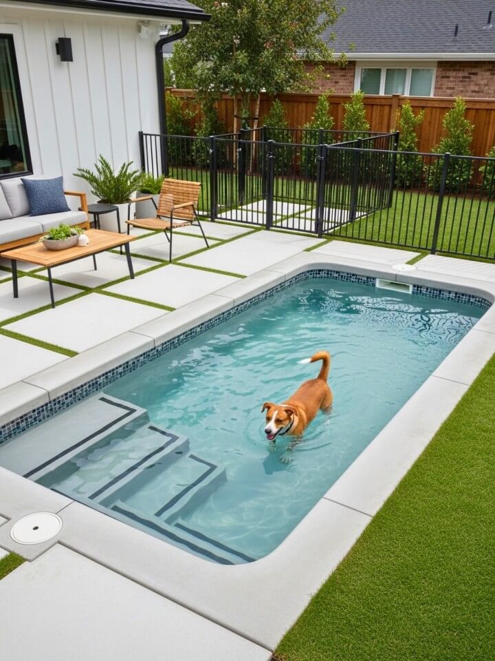 built in backyard dog pool for happy pups