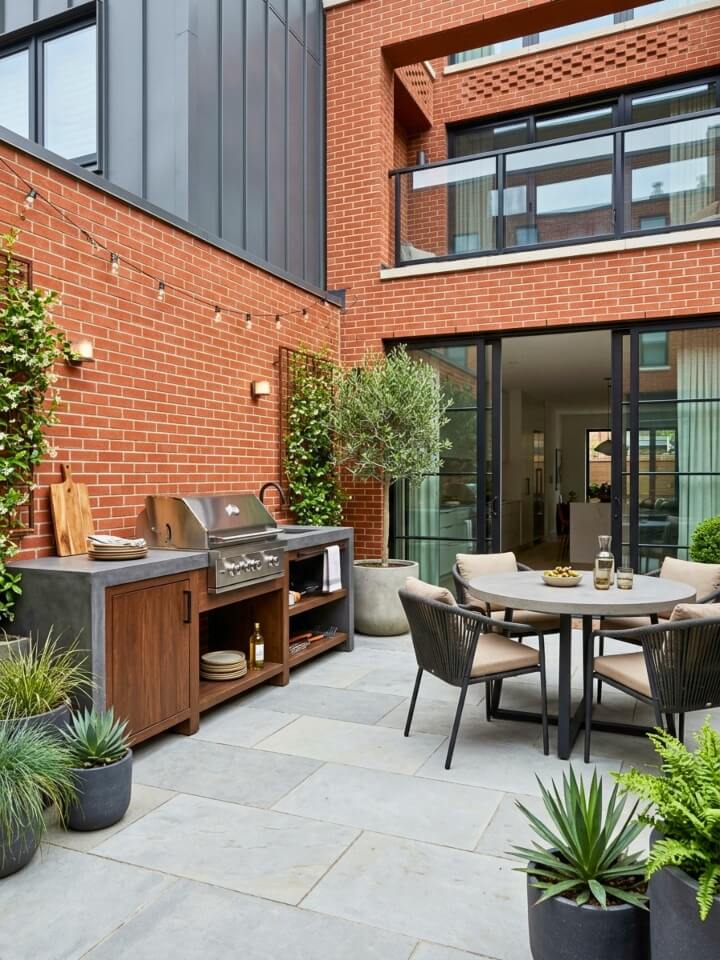 built in grill station for townhouse patio