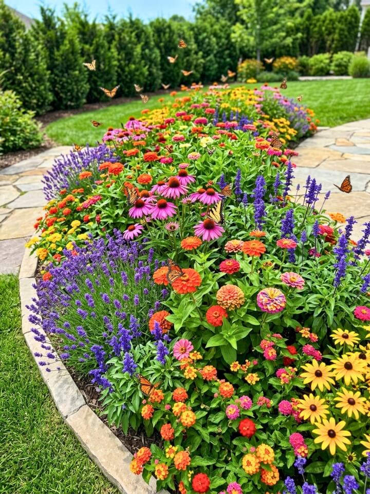 butterfly attracting flower bed nectar rich planting