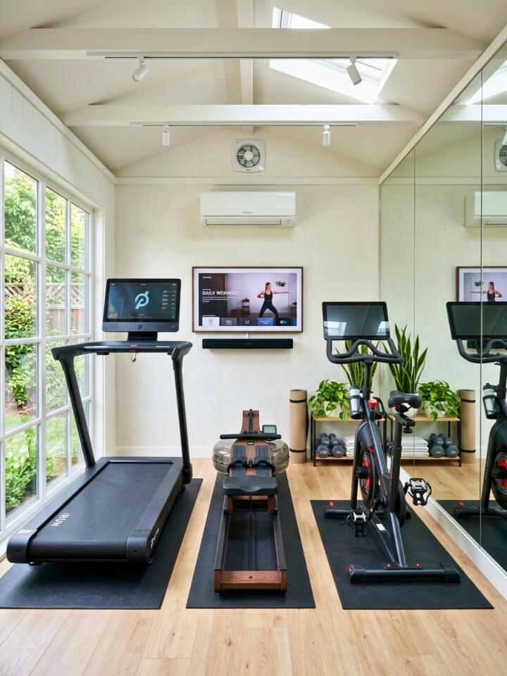 cardio shed gym with treadmill zone