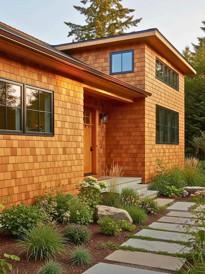 cedar wood exterior for warm small houses