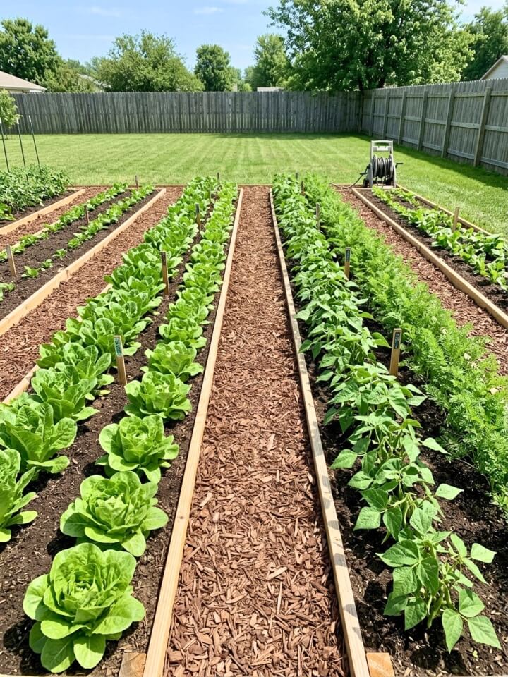 classic row vegetable garden layout