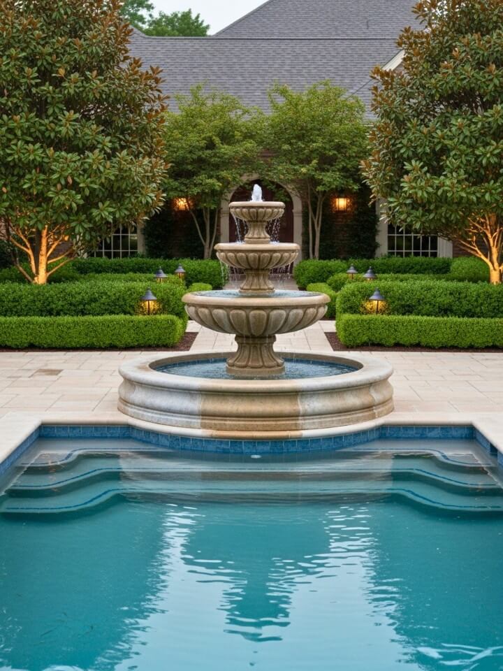 classic tiered stone fountain for pool