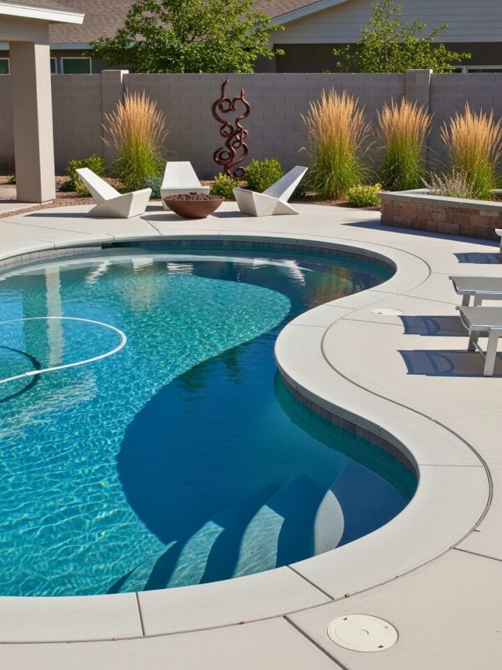 clean concrete coping for a modern backyard