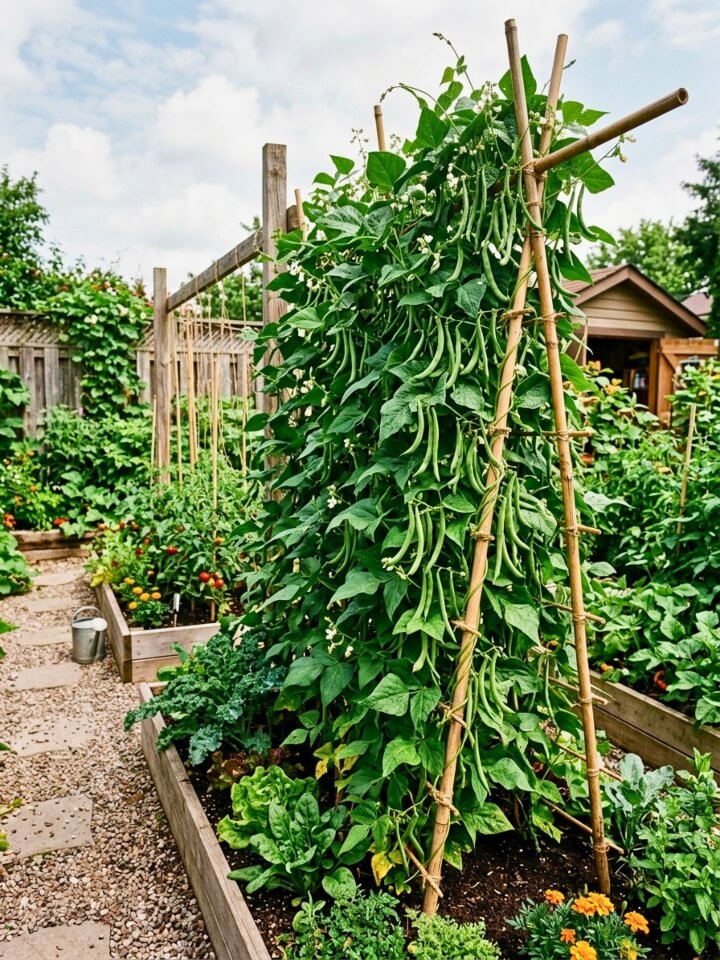 climbing beans vertical trellis garden