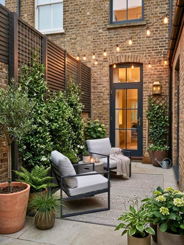 climbing plant privacy screen for urban outdoor spaces