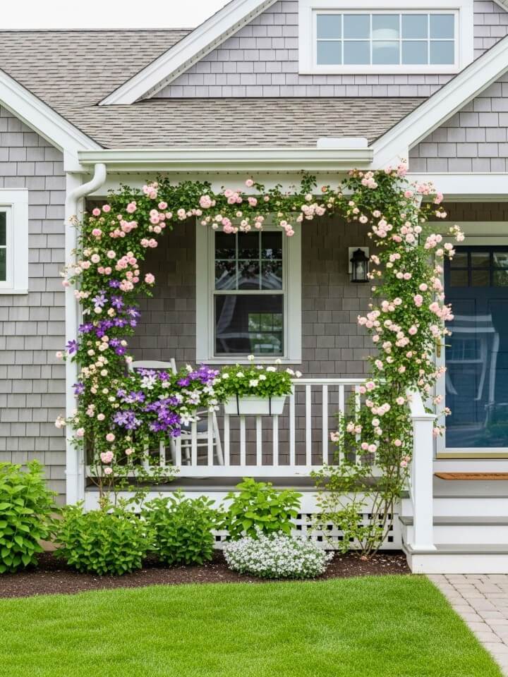 climbing roses and vines for a charming entryway