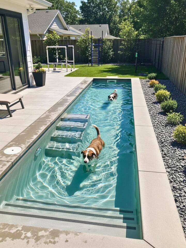 concrete lap pool for active dogs