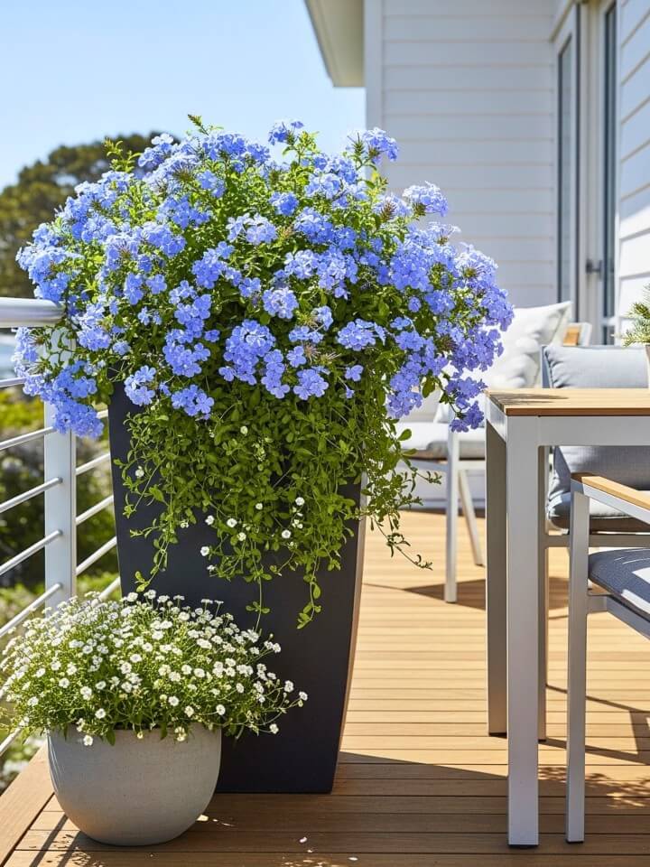 container plumbago for patios and decks