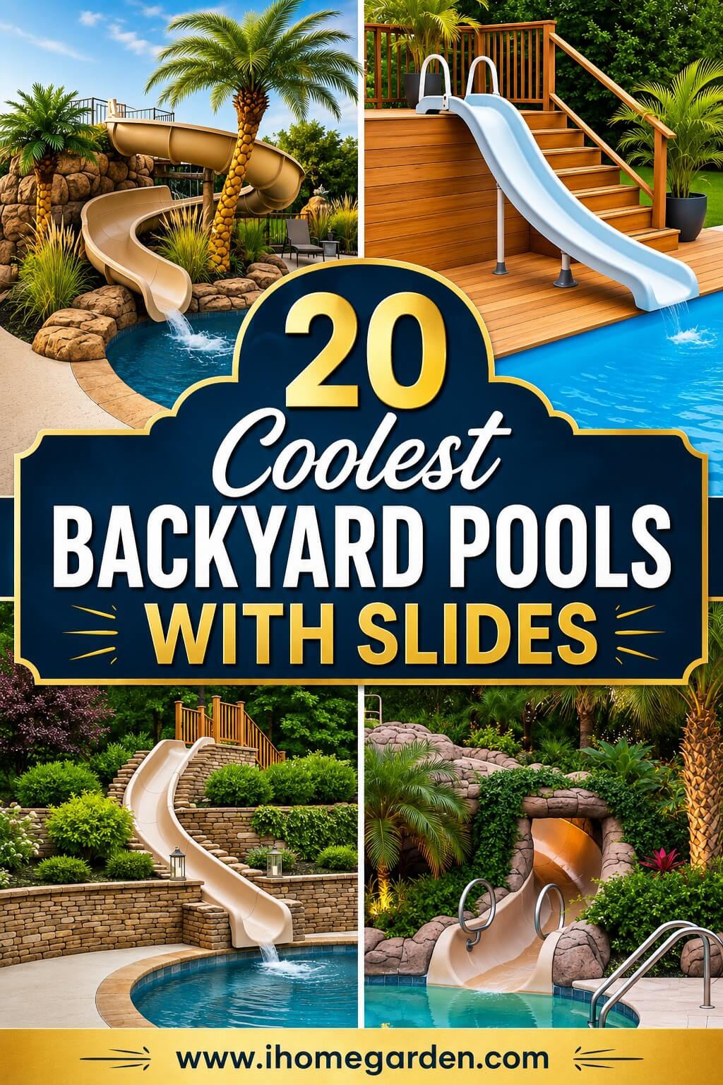cool backyard pools with slides