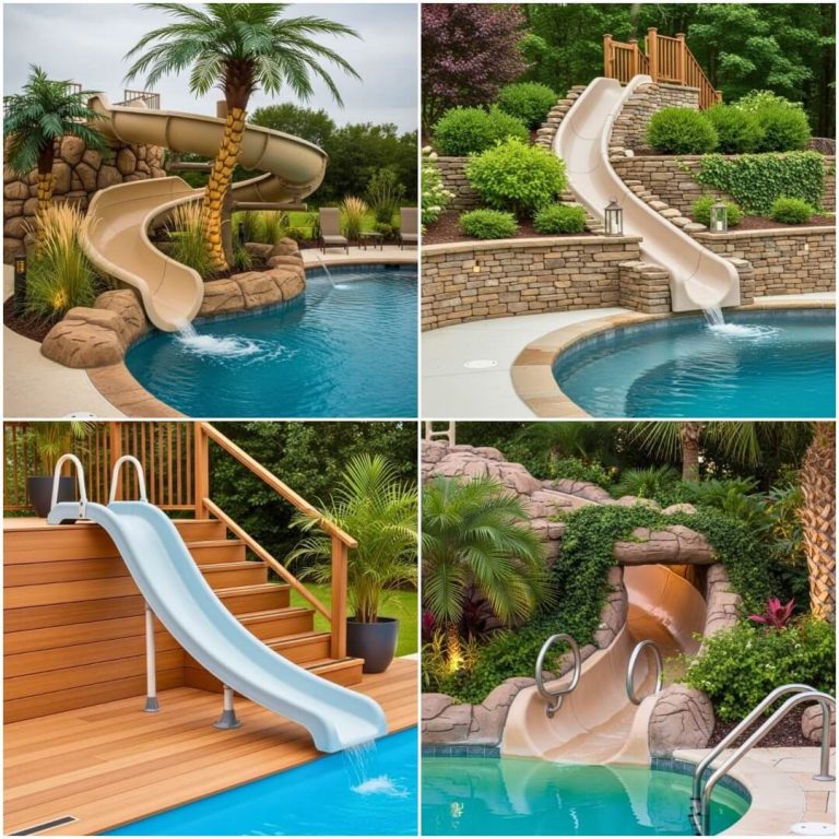 coolest backyard pools with slides