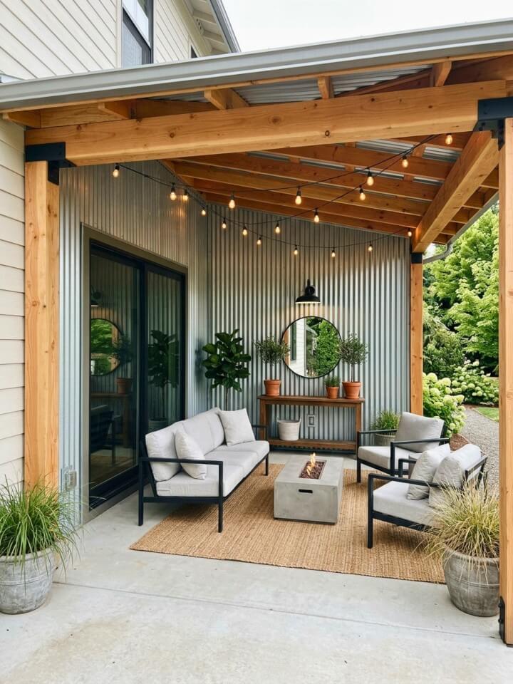 corrugated metal porch siding ideas