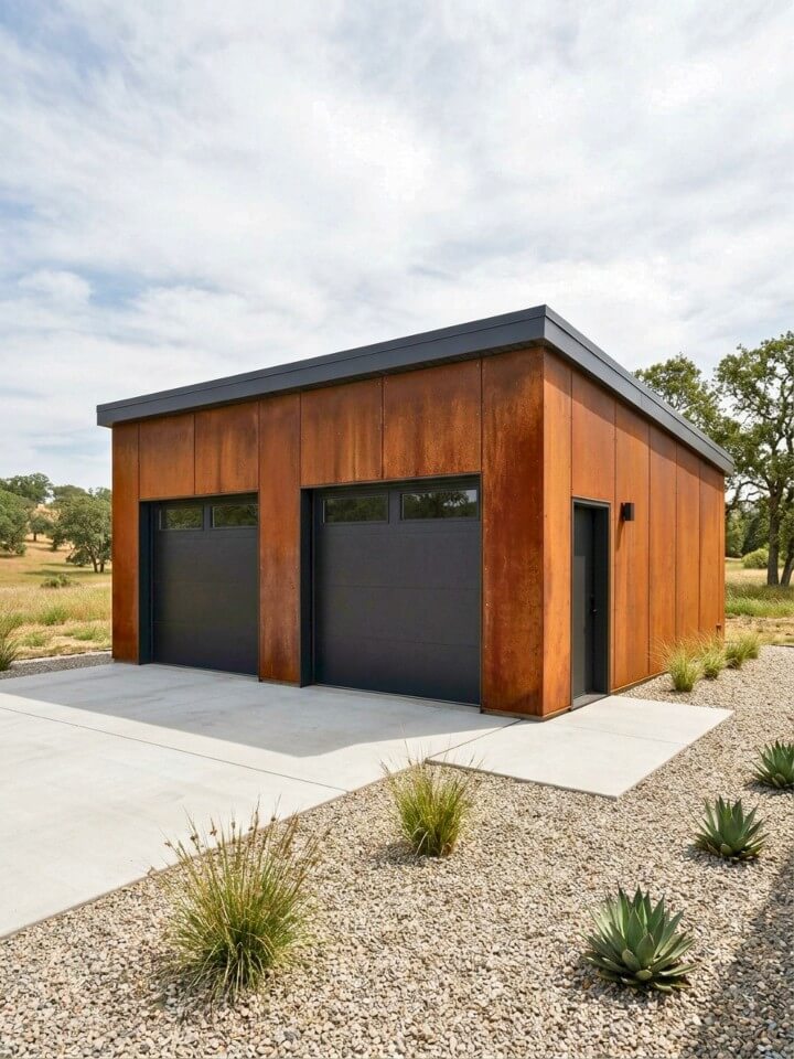 corten steel exterior industrial patina look