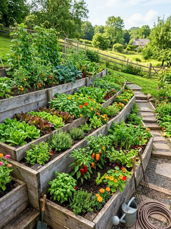cottage tiered vegetable planters
