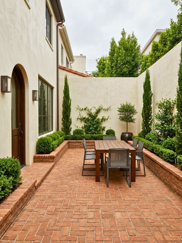 courtyard style enclosed brick patio design