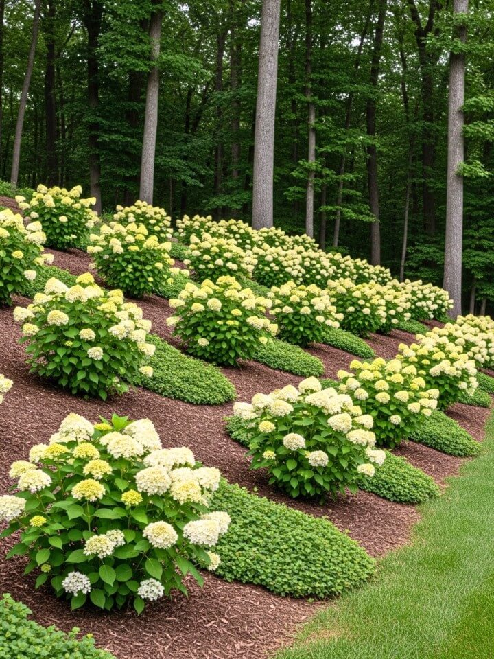 cover slopes with hydrangeas