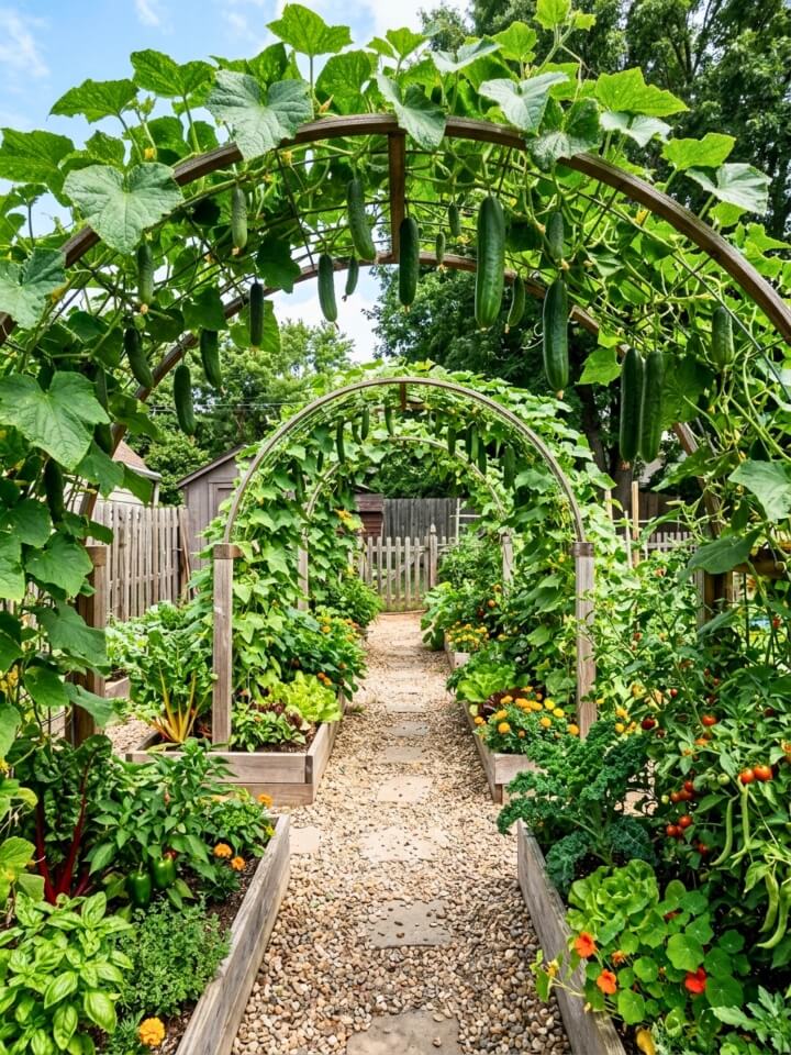 cucumber archway garden trellis