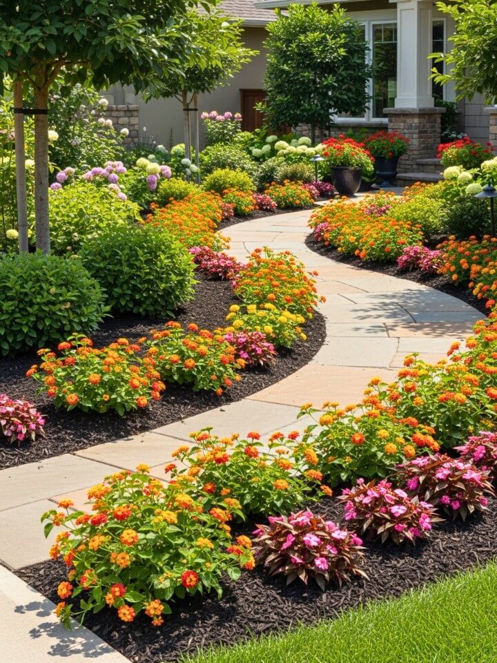 curved pathway edging for better curb appeal