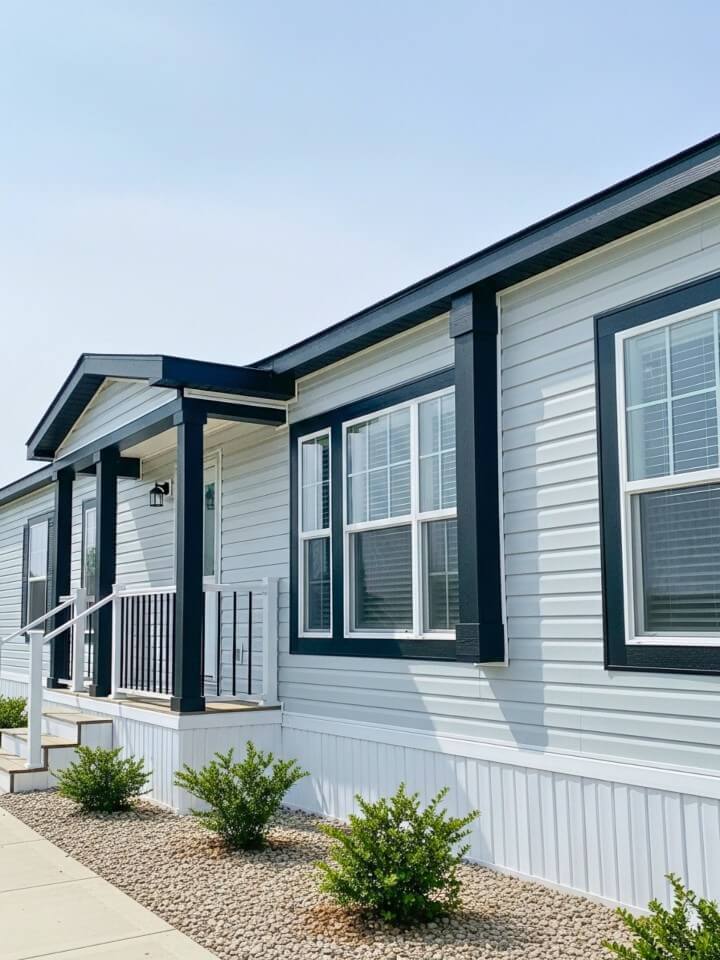 dark trim light siding exterior contrast design for mobile homes